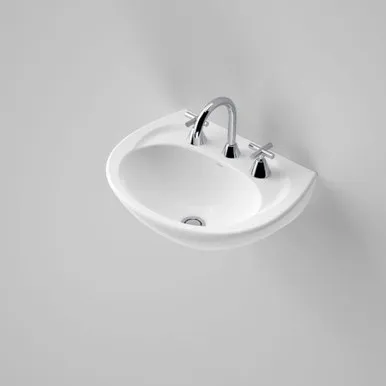 Concorde Wall Basin With Bracket 3 Tap Holes | Made From Vitreous China In White By Caroma