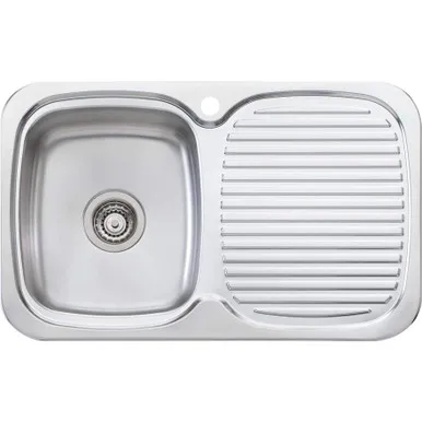 Lakeland Single Bowl Sink With Drainer Left Bowl 1 Tap Hole | Made From Stainless Steel By Oliveri