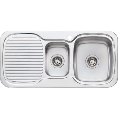 Lakeland 1 & 1/2 Bowl Sink With Drainer Right Bowl 1 Tap Hole | Made From Stainless Steel By Oliveri