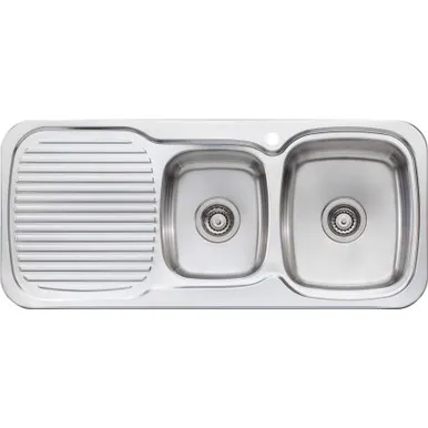 Lakeland 1 & 3/4 Bowl Sink With Drainer Right Bowl 1 Tap Hole | Made From Stainless Steel By Oliveri