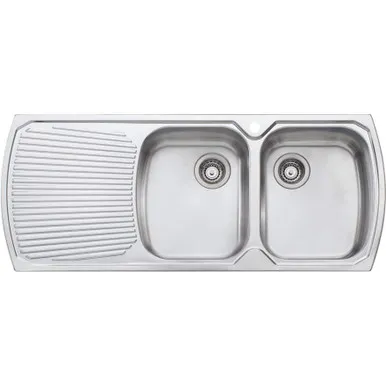 Monet Sink Right Hand Double Bowls With Drainer Mo772 1200mm X 500mm One Tap Hole Topmount | Made From Stainless Steel By Oliveri