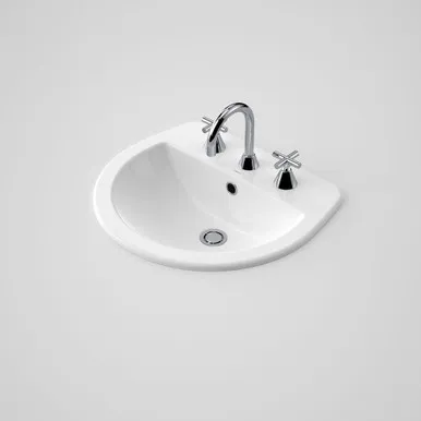 Cosmo Vanity Basin With Overflow 3 Tap Holes | Made From Vitreous China In White By Caroma