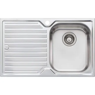 Diaz Single Bowl Topmount Sink With Drainer Right Bowl 1 Tap Hole | Made From Stainless Steel By Oliveri