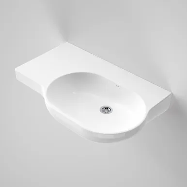 Opal 720 Left Hand Wall Basin With Plug & Waste 3 Tap Holes | Made From Vitreous China In White By Caroma