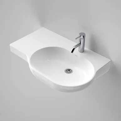 Opal 720 Left Hand Wall Basin With Plug & Waste 1 Tap Hole | Made From Vitreous China In White By Caroma