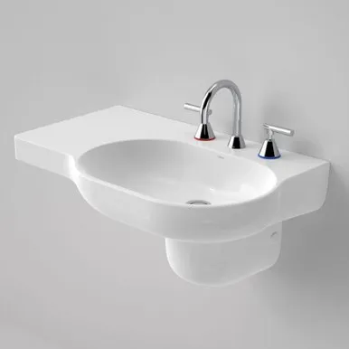 Opal 720 Left Hand Wall Basin 3 Tap Hole | Made From Vitreous China In White By Caroma