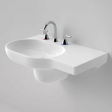 Opal 720 Right Hand Wall Basin 3 Tap Hole | Made From Vitreous China In White By Caroma