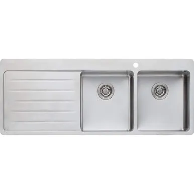 Sonetto Double Right Hand Bowl Topmount Sink With Drainer 1300mm 1 Tap Hole | Made From Stainless Steel By Oliveri