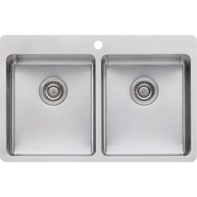 Sonetto Double Bowl Topmount Sink 1 Tap Hole | Made From Stainless Steel By Oliveri