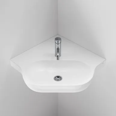 Opal Sole Corner Wall Basin 1 Tap Hole | Made From Vitreous China In White By Caroma