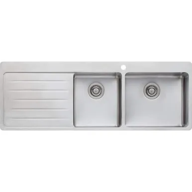 Sonetto 1 & 3/4 Right Hand Bowl Topmount Sink With Drainer 1 Tap Hole | Made From Stainless Steel By Oliveri
