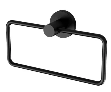 Radii Hand Towel Holder With Round Plate Matte In Black By Phoenix