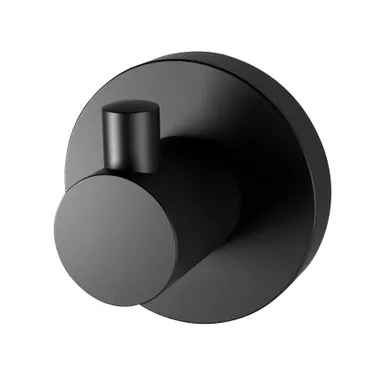 Radii Robe Hook With Round Plate Matte In Black By Phoenix