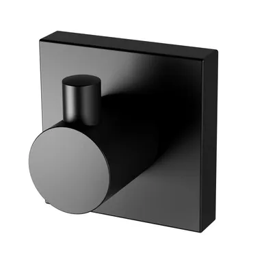 Radii Robe Hook With Square Plate Matte In Black By Phoenix
