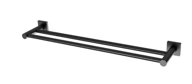 Radii Towel Rail Double 600mm With Square Plate Matte In Black By Phoenix