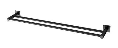 Radii Towel Rail Double 800mm With Square Plate Matte In Black By Phoenix