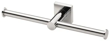 Radii Double Toilet Roll Holder With Square Plate Chrome In Chrome Finish By Phoenix