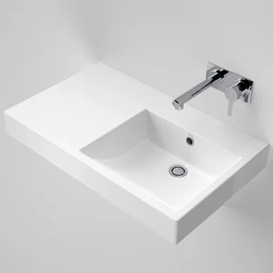 Liano Nexus Wall Basin Left Hand With Overflow 750mm 3 Tap Holes | Made From Vitreous China In White By Caroma