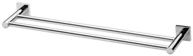 Radii Towel Rail Double 600mm With Square Plate Chrome In Chrome Finish By Phoenix