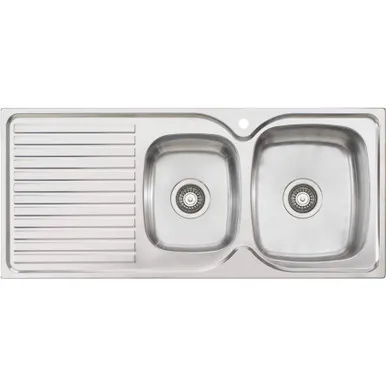Endeavour 1 & 3/4 Bowl Topmount Sink With Drainer Right Bowl 1 Tap Hole | Made From Stainless Steel By Oliveri