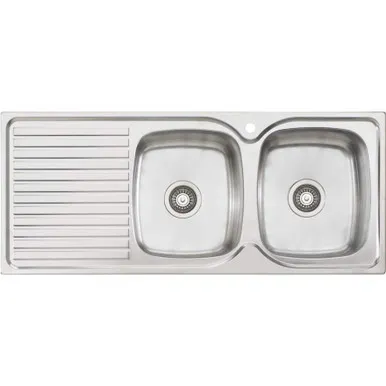 Endeavour Double Bowl Topmount Sink With Drainer Right Bowl 1 Tap Hole | Made From Stainless Steel By Oliveri