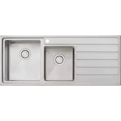 Apollo 1 & 3/4 Left Hand Bowl Sink With Drainer 1200mm X 500mm 1 Tap Hole | Made From Stainless Steel By Oliveri