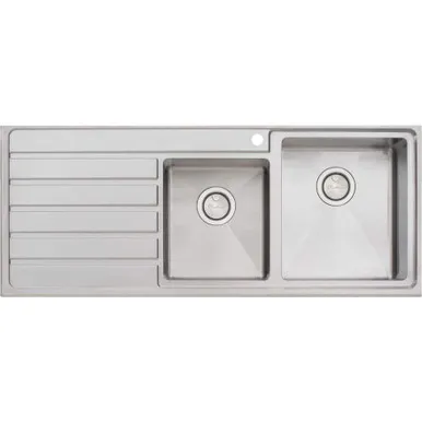 Apollo 1 & 3/4 Right Hand Bowl Sink With Drainer 1200mm X 500mm 1 Tap Hole | Made From Stainless Steel By Oliveri