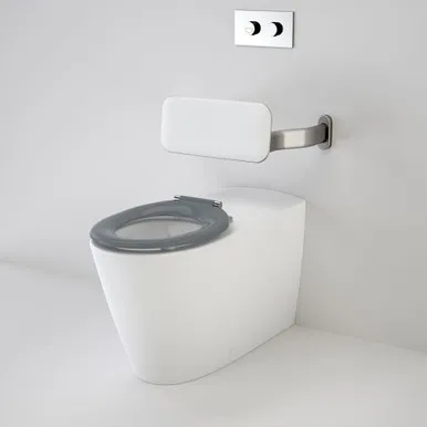 Care 800 Cleanflush® Invisi Series II® Wall Faced Suite With Backrest & Pedigree II Care Single Flap Seat Anthracite Grey Nth In White By Caroma
