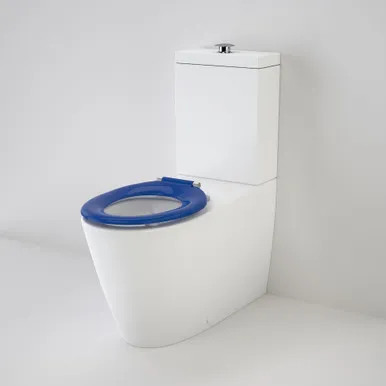 Care 800 Cleanflush® Wall Faced Toilet Suite - Pedigree II Care Single Flap Seat - Sorrento Blue In White/Sorrento Blue By Caroma