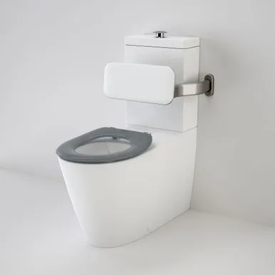 Care 800 Cleanflush® Wall Faced Close Coupled Easy Height Suite With Backrest & Caravelle Care Single Flap Seat Anthracite Grey In White By Caroma