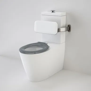 Care 800 Cleanflush® Wall Faced Close Coupled Easy Height Suite With Backrest & Pedigree II Care Single Flap Seat Anthracite Grey Nth By Caroma