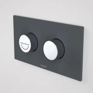 Invisi Series Ii® Round Dual Flush Plate & Raised Care Buttons Afternoon Daze | Made From Plastic In Grey By Caroma