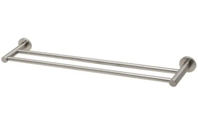 Radii Towel Rail Double 600mm Round Plate In Brushed Nickel By Phoenix