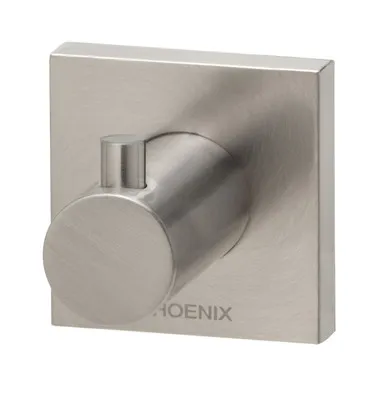 Radii Robe Hook With Square Plate In Brushed Nickel By Phoenix