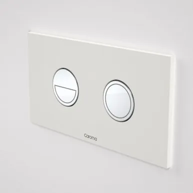 Invisi Series Ii® Round Dual Flush Plate & Buttons (Metal) Chrome Buttons, White Plate In White/Chrome Finish By Caroma