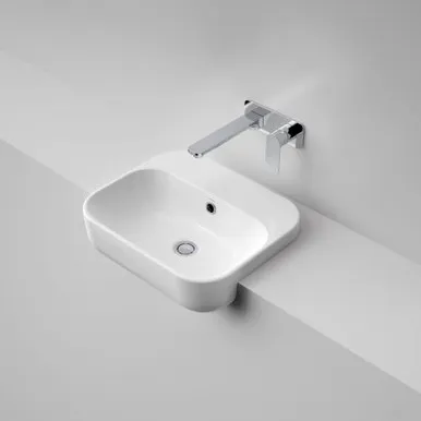 Luna Semi Recessed Basin 0 Tap Holes | Made From Ceramic In White By Caroma