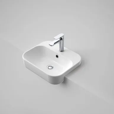 Luna Semi Recessed Basin 1 Tap Hole | Made From Vitreous China In White By Caroma