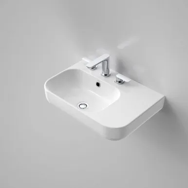 Luna Shelf Wall Basin With Overflow 3 Tap Holes | Made From Vitreous China In White By Caroma