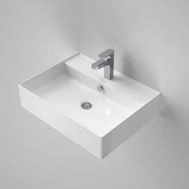 Teo 2.0 610 Wall Basin 1 Tap Hole | Made From Clay In White By Caroma