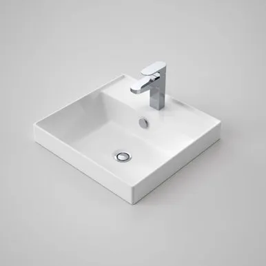 Teo 2.0 450 Inset Basin 452mm X 440mm With Overflow 1 Tap Hole | Made From Clay In White By Caroma