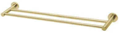 Radii Towel Rail Double 600mm Round Plate Brushed In Gold By Phoenix