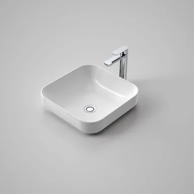 Tribute Sculptural Inset Square Basin L/Overflow 400mm Nth | Made From Clay In White By Caroma