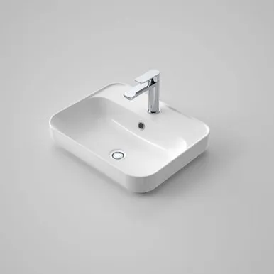 Tribute Sculptural Inset Rectangle Basin 500mm With Overflow 1 Tap Hole | Made From Vitreous China In White By Caroma