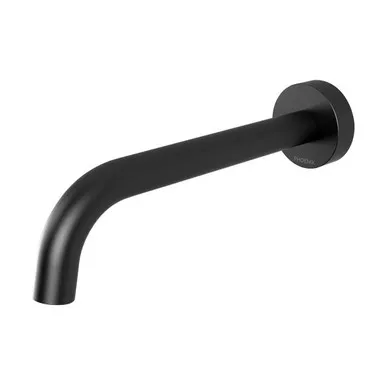 Vivid Slimline Wall Bath Spout/Outlet 180mm Curved | Made From Brass In Matte Black By Phoenix