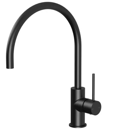 Vivid Slimline Sink Mixer (220mm Gooseneck Spout) 4Star | Made From Brass In Matte Black By Phoenix