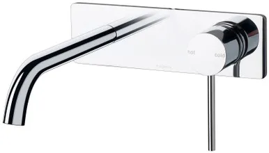 Vivid Slimline Wall Bath Mixer Set With 180mm Curved Spout | Made From Brass In Chrome Finish By Phoenix