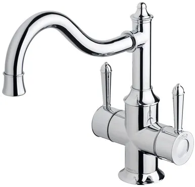 Nostalgia Sink Mixer Shepherds Crook Twin Handle 4Star | Made From Brass In Chrome Finish By Phoenix