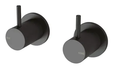 Vivid Slimline Wall Taps (Top Assemblies) (Pair) | Made From Brass In Matte Black By Phoenix