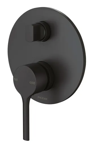 Vivid Slimline Oval Wall Bath & Shower Diverter Mixer | Made From Brass In Matte Black By Phoenix