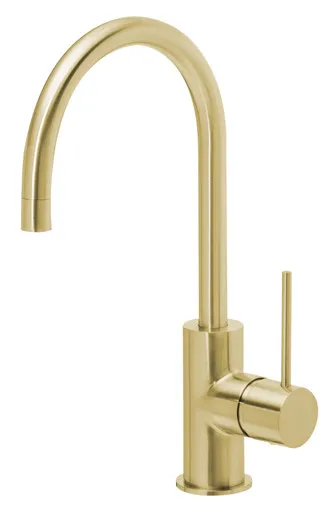 Vivid Slimline Sink Mixer (160mm Gooseneck Spout) 4Star | Made From Brass In Gold By Phoenix